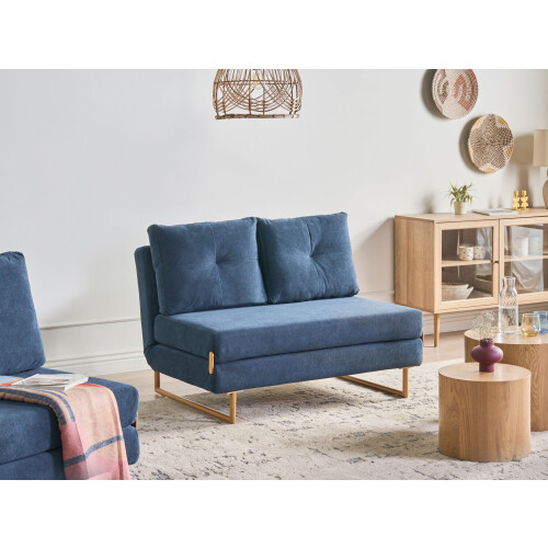 Beliani Sofa Bed 2 Seater JERSLEV Fabric Blue 1