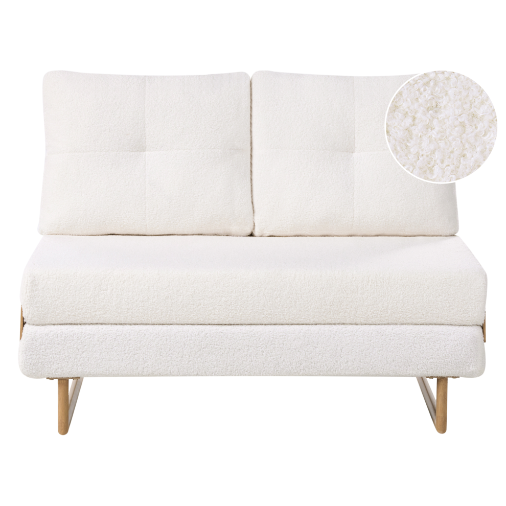Beliani Sofa Bed 2 Seater Jerslev Boucle Off-White