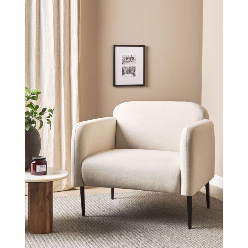Beliani Armchair STOUBY Linen Light Beige 1