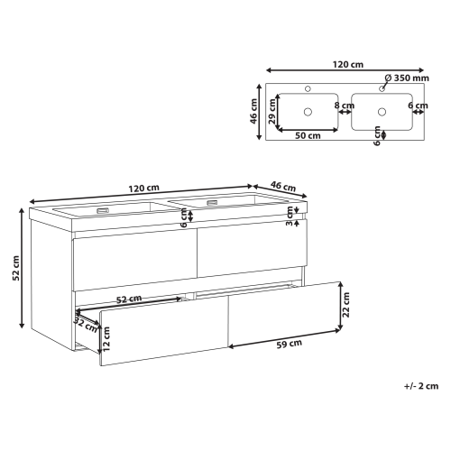 Beliani Wall Mounted Double Basin Vanity Unit CARDIEL White 2