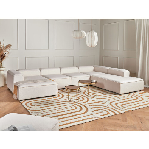 Beliani Modular Corner Sofa 5 Seater ARDAL Boucle Off-White Left Hand 1