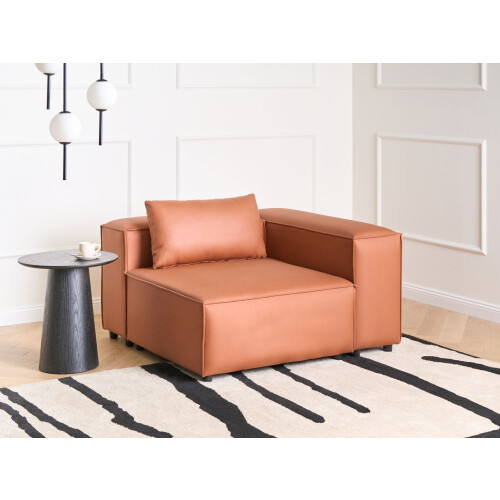 Beliani Corner Seat BRANDE Fabric Golden Brown Symmetrical 1