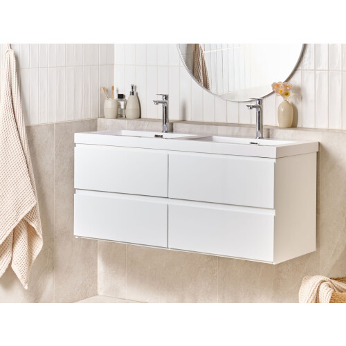Beliani Wall Mounted Double Basin Vanity Unit CARDIEL White 1