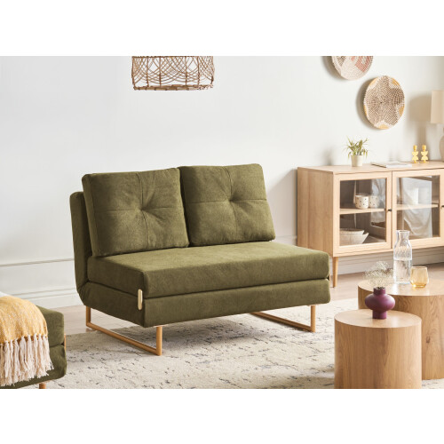 Beliani Sofa Bed 2 Seater JERSLEV Fabric Green 1