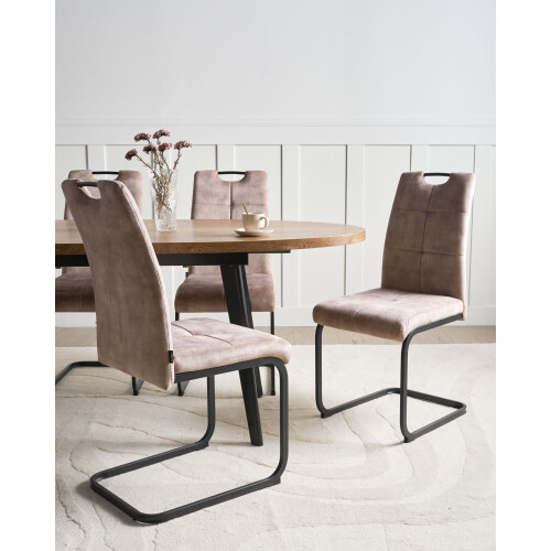 Beliani Set of 4 Dining Chairs CISCO Fabric Taupe 1