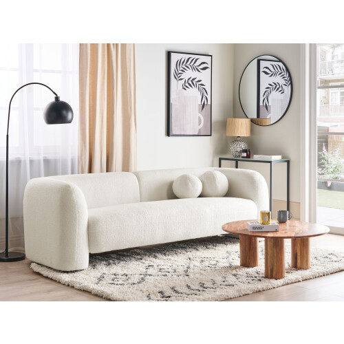 Beliani Sofa 3 Seater LEIREN Boucle White 1