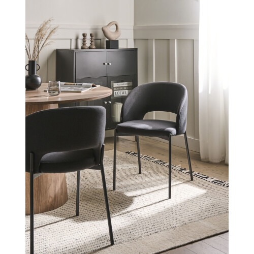 Beliani Set of 2 Dining Chairs PENNY Fabric Black 1