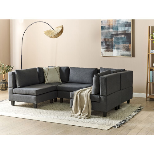 Beliani Modular U-Shape Sofa 5 Seater UNSTAD Fabric Dark Grey 1