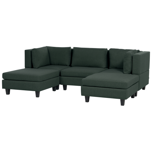 Beliani Modular U-Shape Sofa 5 Seater UNSTAD Fabric Dark Green 1
