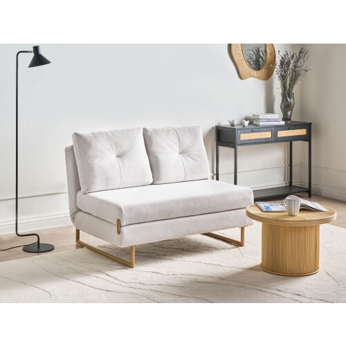 Beliani Sofa Bed 2 Seater JERSLEV Fabric Off-White 1