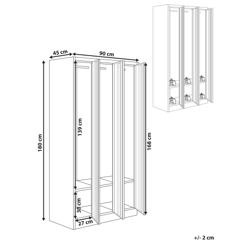 Beliani 3-Door Storage Locker ATHLETE Metal Grey/ White 2