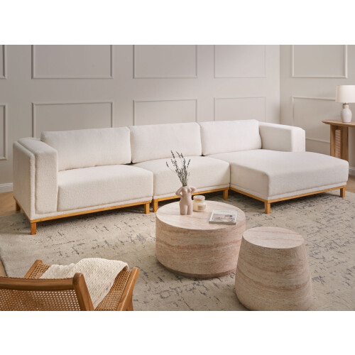 Beliani Corner Sofa 5 Seater VENG Fabric Off-White Left Hand 1