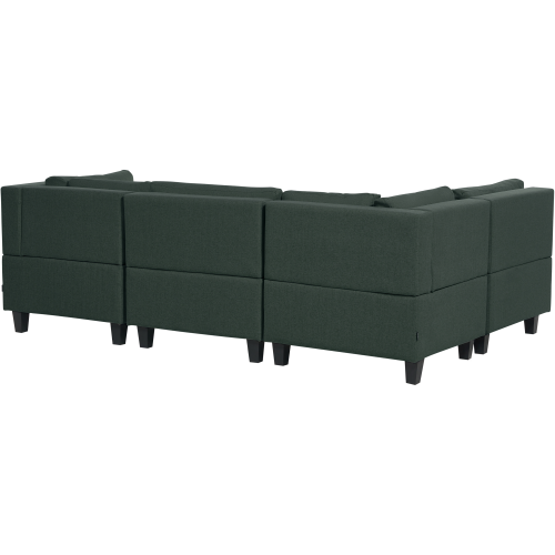 Beliani Modular U-Shape Sofa 5 Seater UNSTAD Fabric Dark Green 2