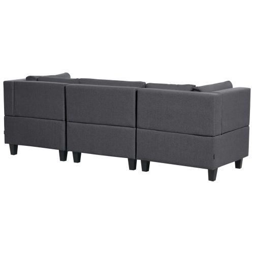 Beliani UNSTAD 3 Seater Modular Sofa Dark Grey Fabric 2