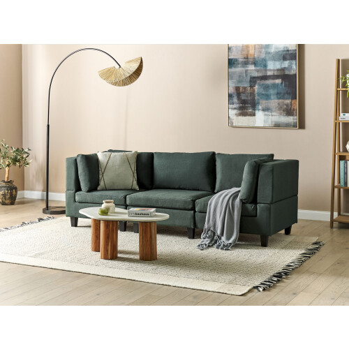 Beliani UNSTAD 3 Seater Modular Sofa Dark Green Fabric 1