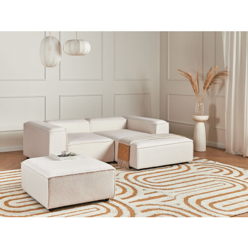 Beliani Modular Corner Sofa 2 Seater ARDAL with Ottoman Boucle Off-White Left Hand 1