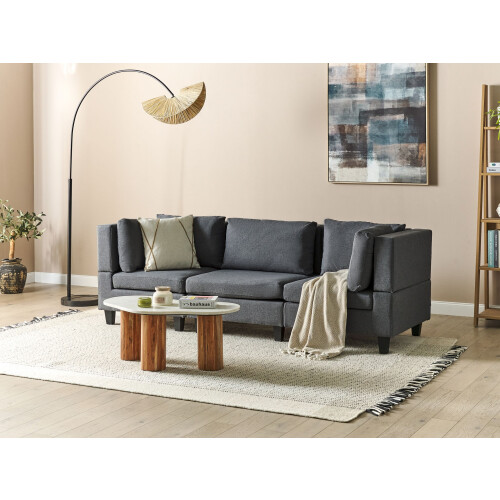 Beliani Modular Sofa 3 Seater UNSTAD Fabric Dark Grey 1