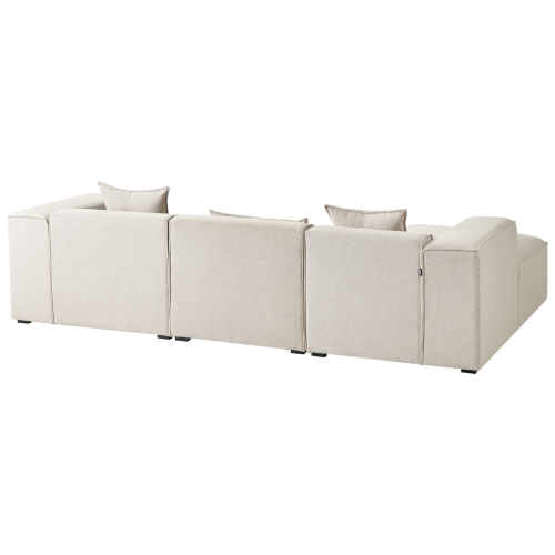 Beliani Corner Sofa 3 Seater DOLVA Fabric Light Beige Right Hand 2