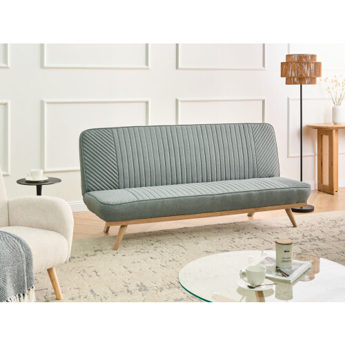 Beliani Sofa Bed 2 Seater KALFAFEL Fabric Green 1