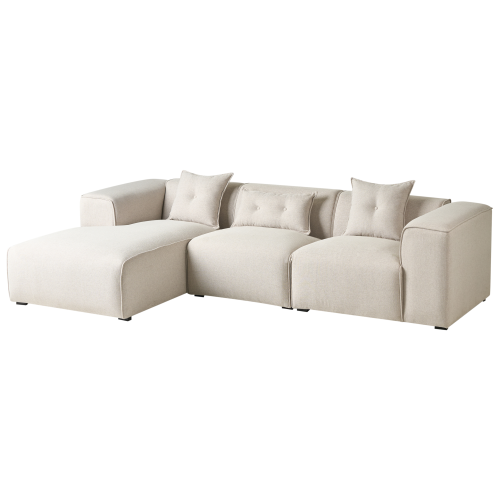 Beliani Corner Sofa 3 Seater DOLVA Fabric Light Beige Right Hand 1
