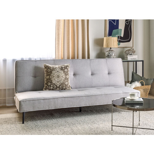 Beliani Sofa Bed 3 Seater ESSVIK Fabric Light Grey 1
