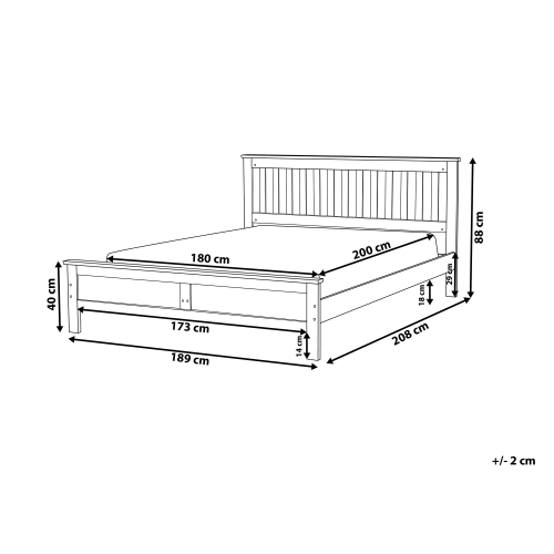 Beliani Bed Pine Wood MAYENNE 180 x 200 cm (EU Super King) White 2