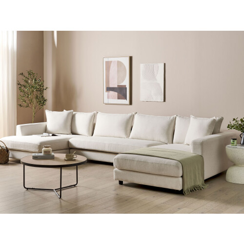 Beliani Corner Sofa LILVIKEN Fabric Light Beige 1