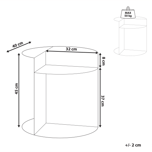 Beliani Side Table TAGGART Metal Red 2
