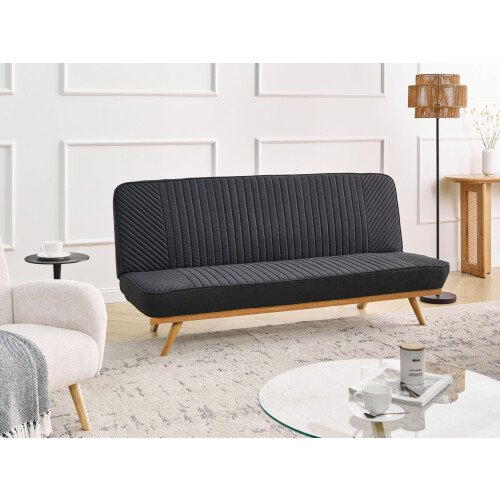 Beliani Sofa Bed 2 Seater KALFAFEL Fabric Black 1