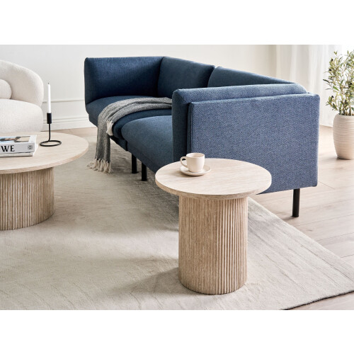 Beliani Side Table AMMON Travertine Effect 1