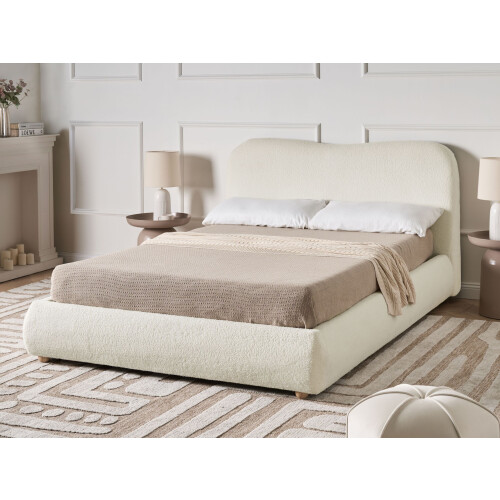 Beliani Ottoman Bed BLAGNAC Boucle Off-White 140 x 200 cm (EU Double) 1