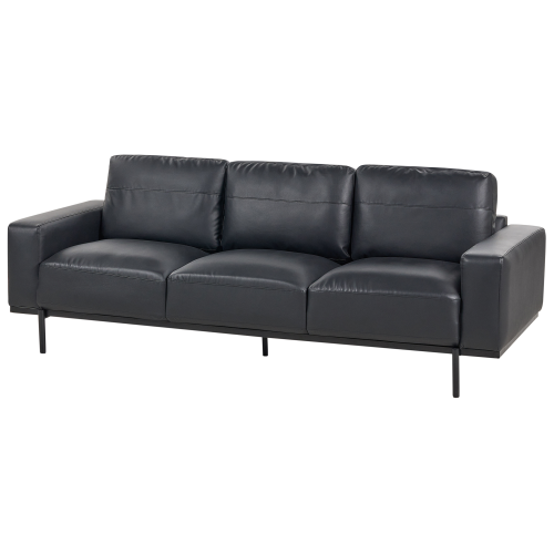 Beliani Sofa 3 Seater SOVIK Faux Leather Black 1