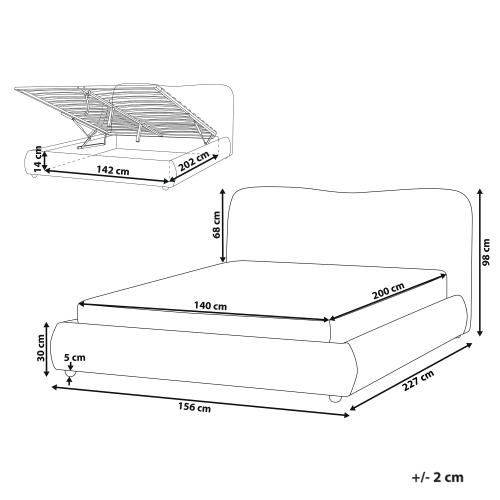 Beliani Ottoman Bed BLAGNAC Boucle Light Beige 140 x 200 cm (EU Double) 2