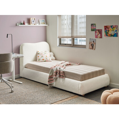 Beliani Ottoman Bed BLAGNAC Boucle Off-White 90 x 200 cm (EU Single) 1