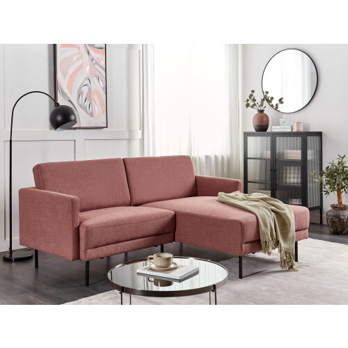 Beliani Corner Sofa 2 Seater BREDA Fabric Pink Left Hand 1