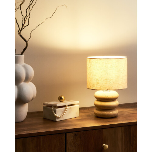 Beliani Table Lamp BETWA Mango Wood Light Brown 2