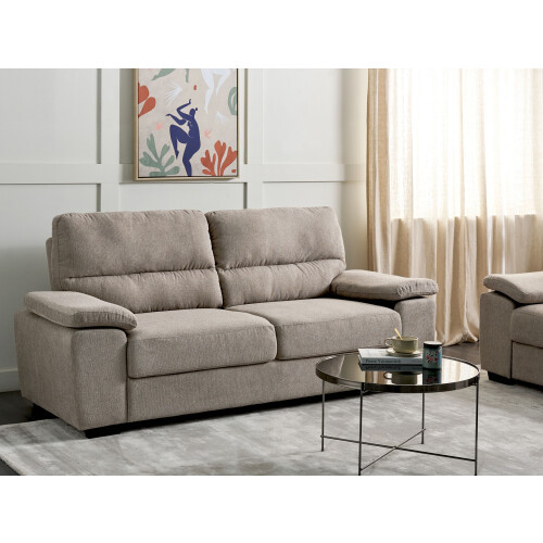 Beliani Sofa 3 Seater VOGAR Fabric Light Brown 1