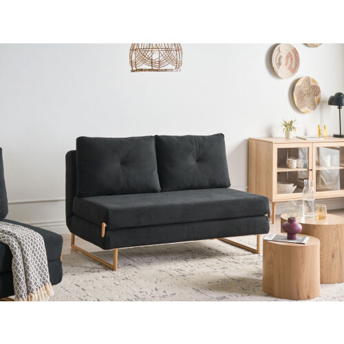 Beliani Sofa Bed 3 Seater JERSLEV Fabric Black 1