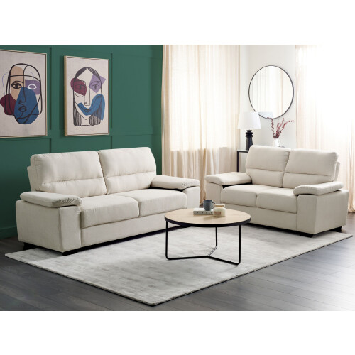 Beliani Living Room Set 5 Seater VOGAR Fabric Light Beige 1