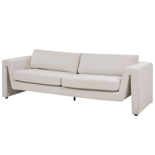 Beliani Sofa 3 Seater MAUNU Velvet Light Beige 1