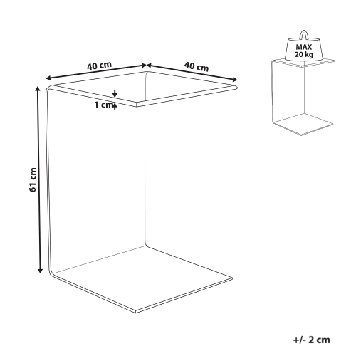 Beliani Side Table LOURDES Tempered Glass Brown 2