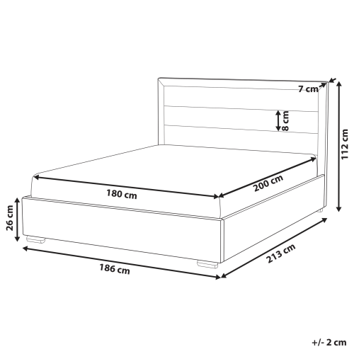 Beliani Bed Fabric ROUEN 180 x 200 cm (Super King) Light Beige 2