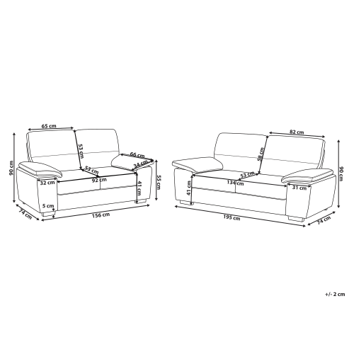 Beliani Living Room Set 5 Seater VOGAR Fabric Light Beige 2