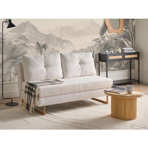 Beliani Sofa Bed 3 Seater JERSLEV Boucle Off-White 1