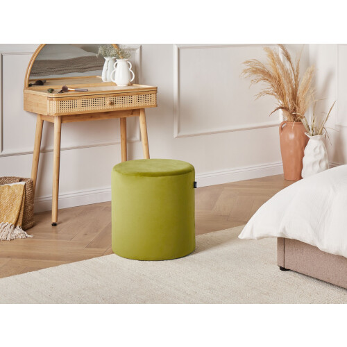 Beliani Pouffe LOVETT Velvet Olive Green 1