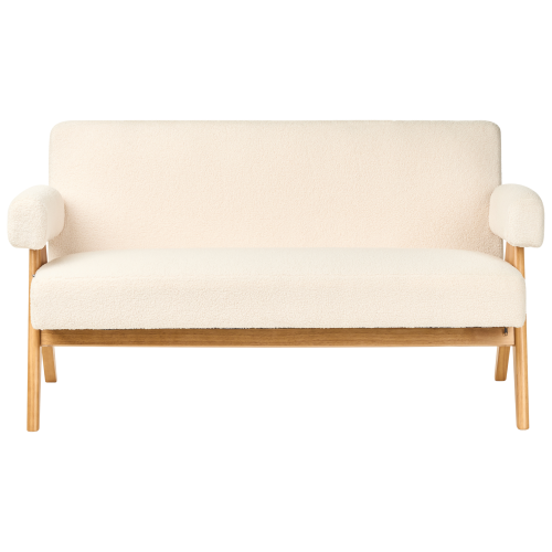 Beliani Sofa 2 Seater TAMRE Boucle Off-White/ Light Brown 1