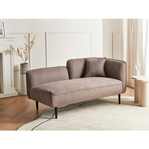 Beliani Right-Hand Chaise Longue CHEVANNES Fabric Brown 1