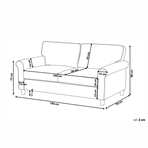 Beliani Sofa 3 Seater RONNEBY Corduroy Dark Green 2