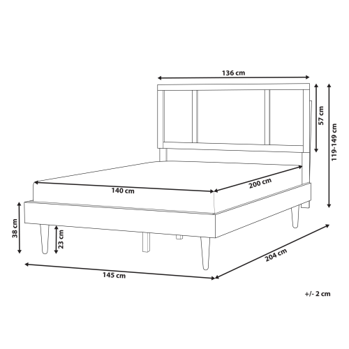 Beliani Bed with LED Rattan AURAY 140 x 200 cm (EU Double) Brown 2