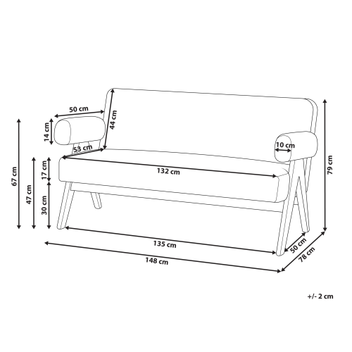 Beliani Sofa 2 Seater TAMRE Boucle Black/ Light Brown 2